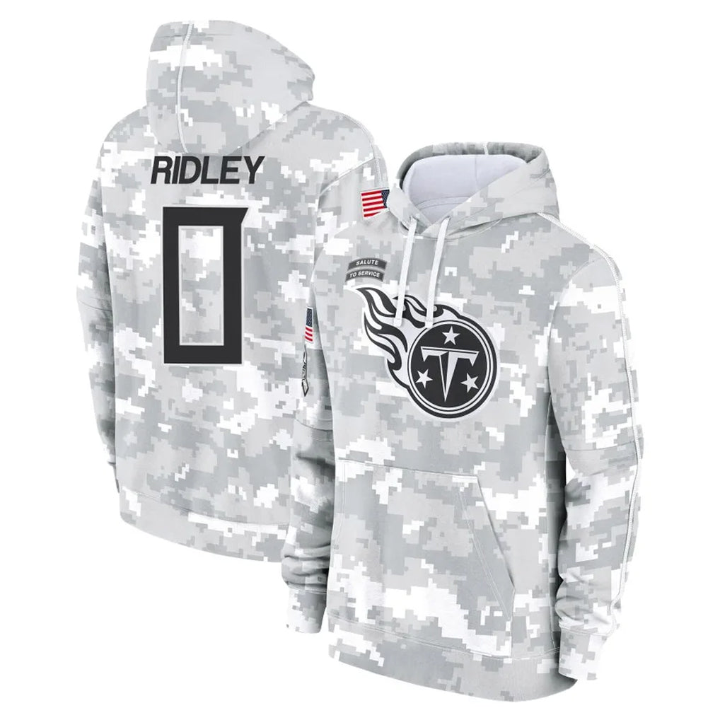 Cooneas T.Titans #0 Calvin Ridley Player Camo Arctic Salute to Service Pullover Hoodies Home Game Stitched Jerseys