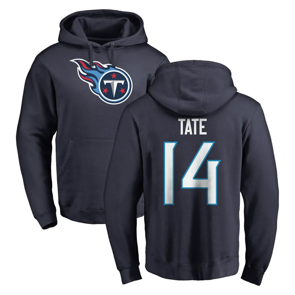 Cooneas T.Titans #14 Carnell Tate Player Navy Logo Pullover Hoodies Home Game Stitched Jerseys