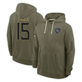 Cooneas T.Titans #15 Keldric Faulk Player Olive Salute to Service Hoodies Home Game Stitched Jerseys
