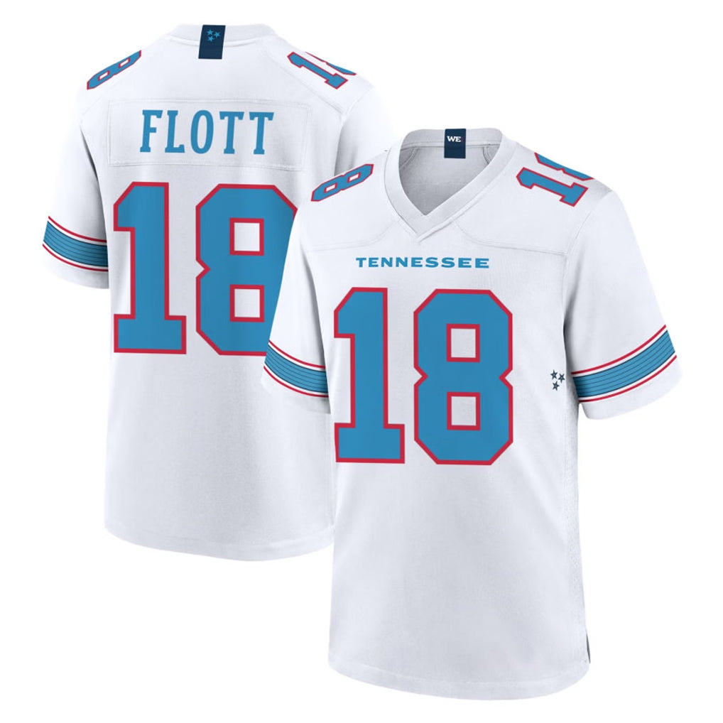 Cooneas T.Titans #18 Cor'Dale Flott Player White 2026 Game Home Stitched Jerseys