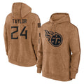 Cooneas T.Titans #24 Alontae Taylor Player Brown Salute To Service Club Pullover Hoodies Home Game Stitched Jerseys