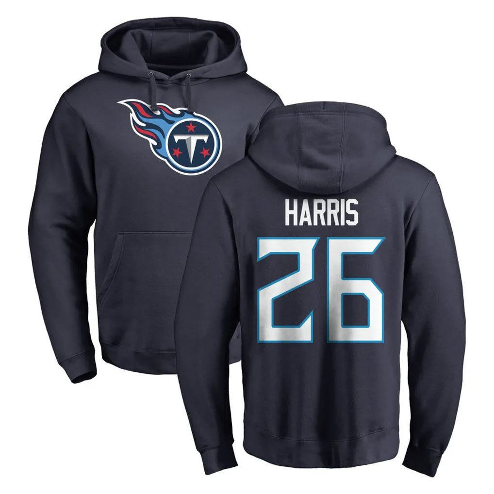 Cooneas T.Titans #26 Marcus Harris Player Navy Logo Pullover Hoodies Home Game Stitched Jerseys