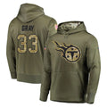 Cooneas T.Titans #33 Cedric Gray Player Olive Salute to Service Pullover Hoodies Home Game Stitched Jerseys