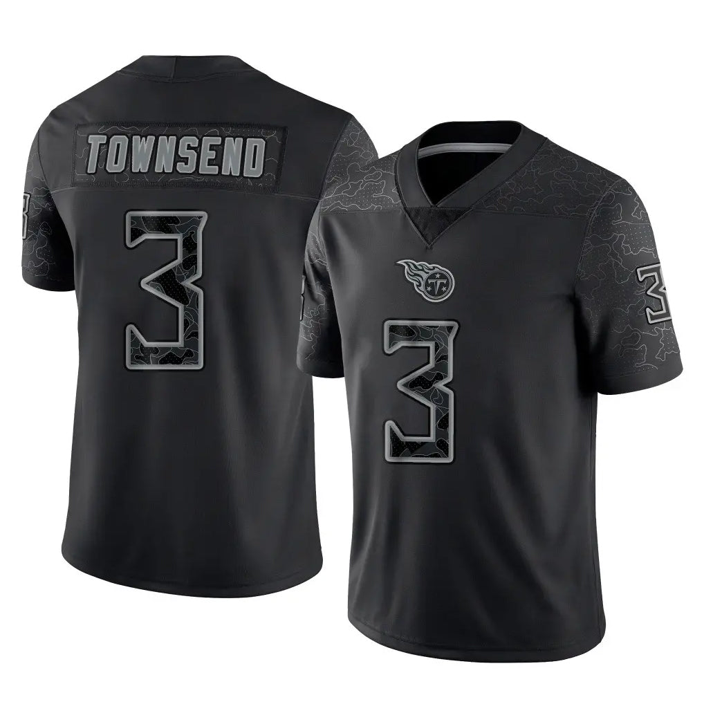 Cooneas T.Titans #3 Tommy Townsend Player Black Limited Reflective Home Game Stitched Jerseys