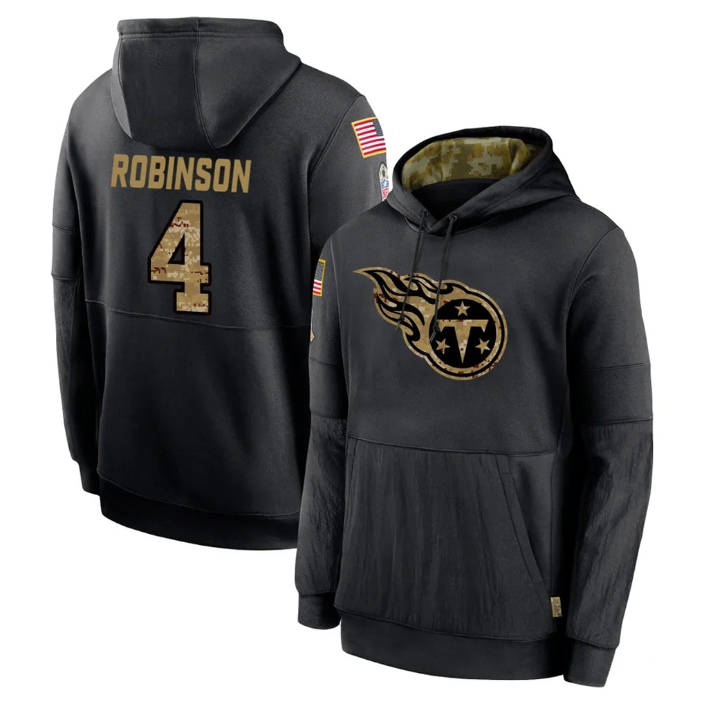 Cooneas T.Titans #4 Wan'Dale Robinson Player Black Salute to Service Sideline Performance Pullover Hoodies Home Game Stitched Jerseys