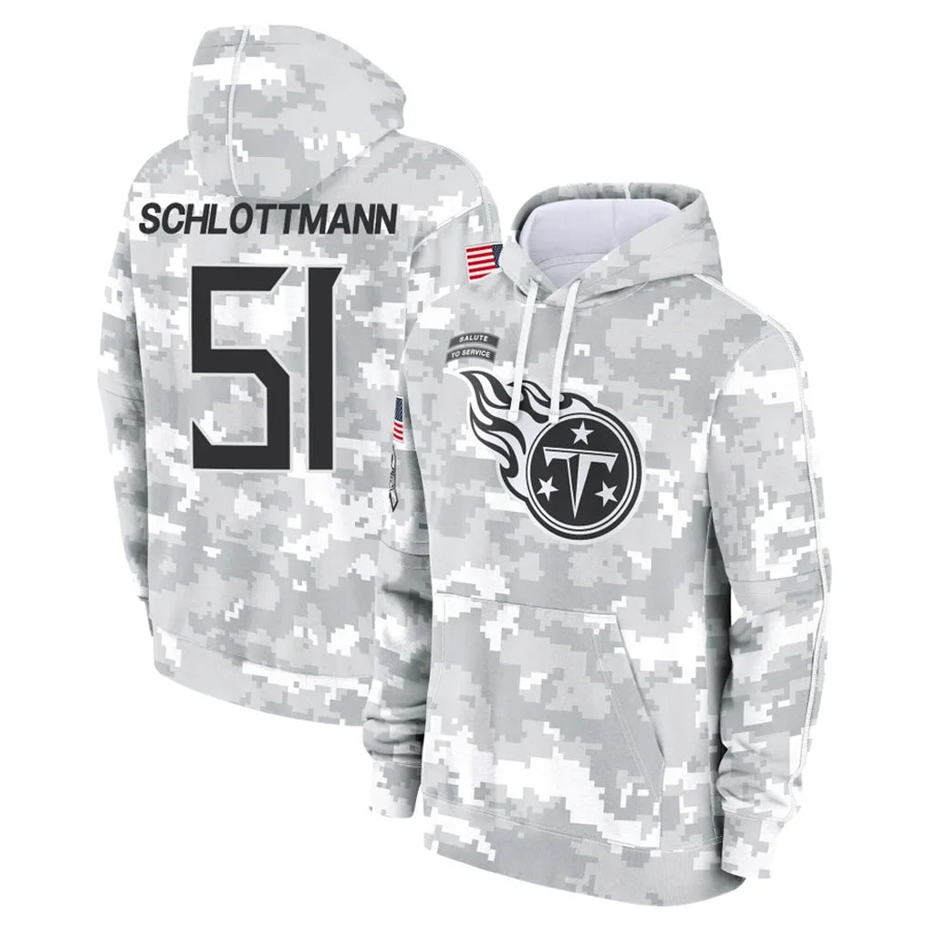 Cooneas T.Titans #51 Austin Schlottmann Player Camo Arctic Salute to Service Pullover Hoodies Home Game Stitched Jerseys