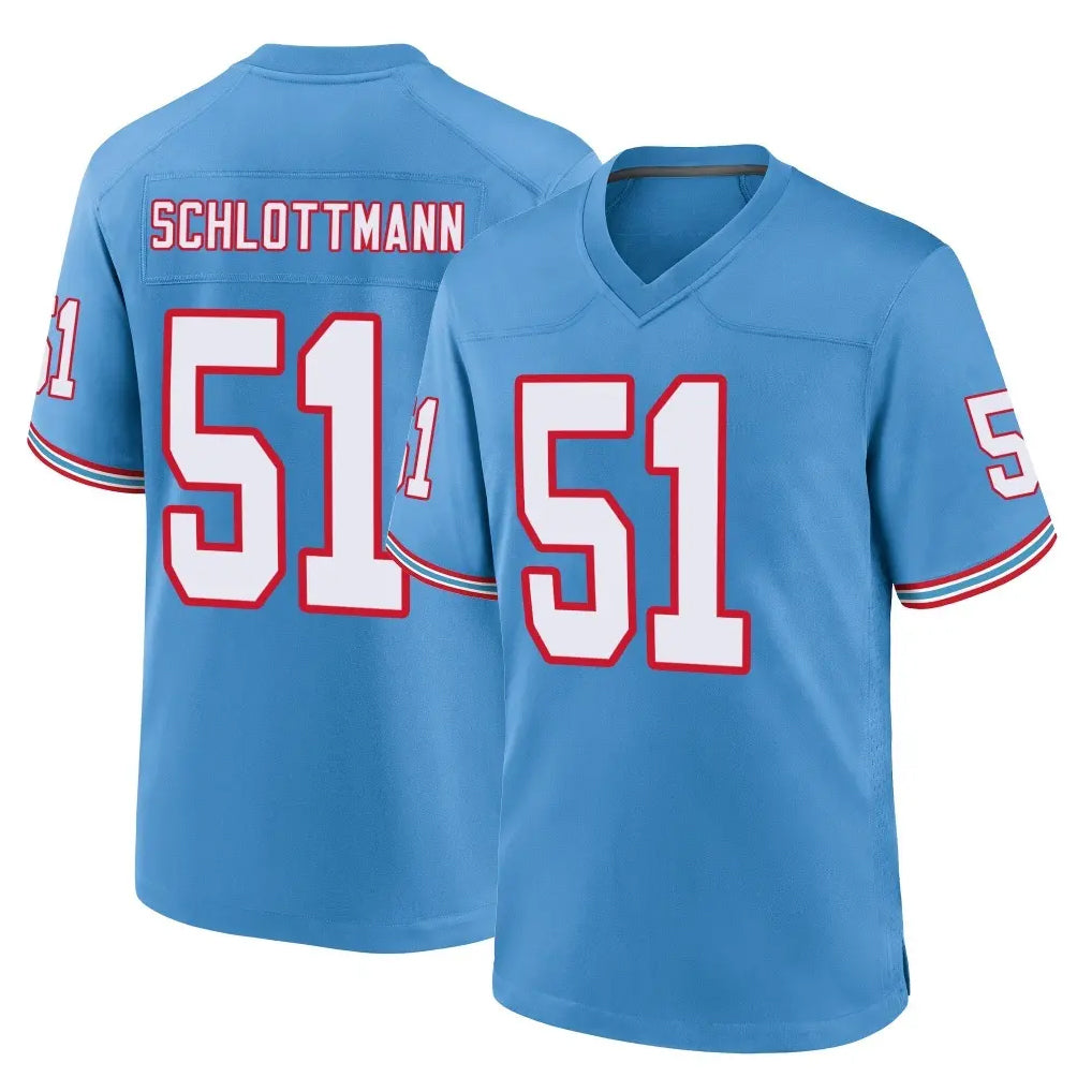 Cooneas T.Titans #51 Austin Schlottmann Player Light Blue Oilers Throwback Home Game Stitched Jerseys