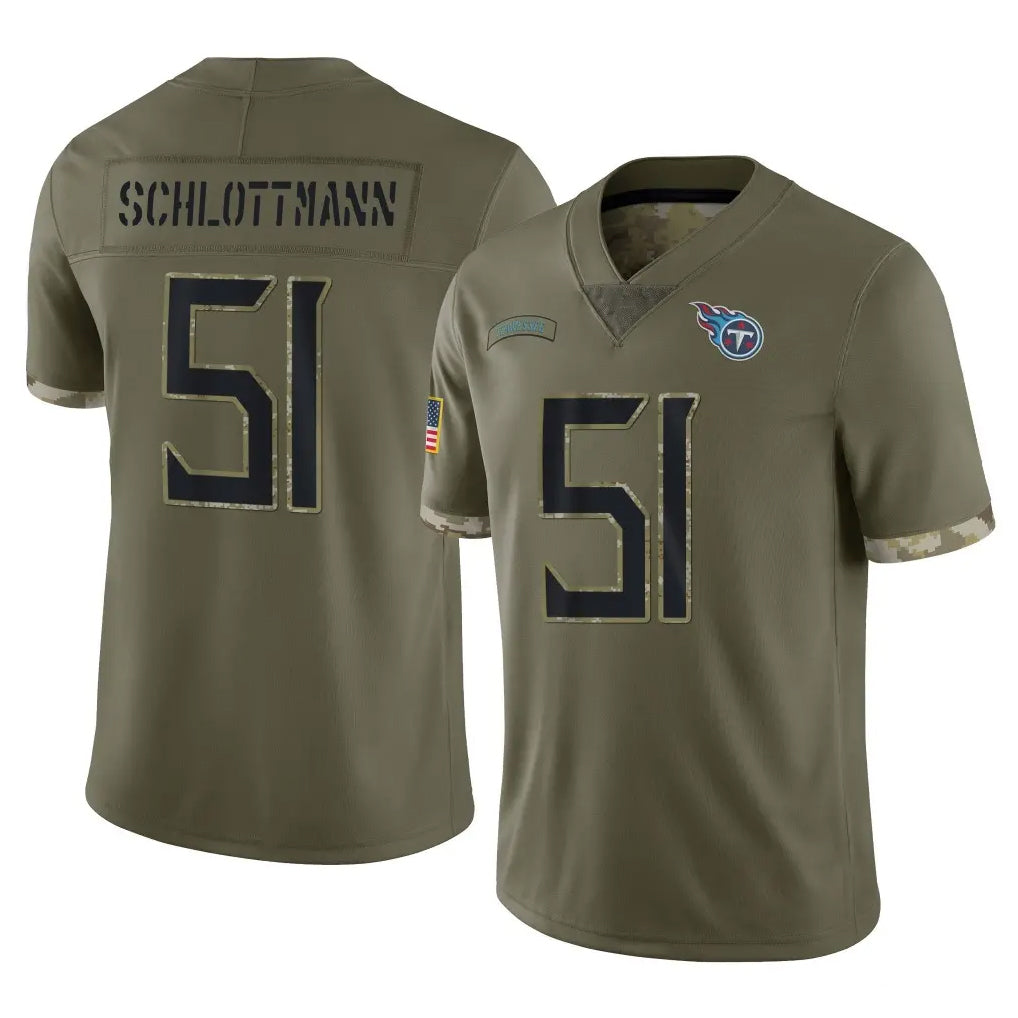 Cooneas T.Titans #51 Austin Schlottmann Player Olive Limited Salute to Service Home Game Stitched Jerseys