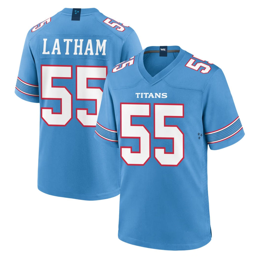 Cooneas T.Titans #55 JC Latham Player Light Blue 2026 Game Home Stitched Jerseys