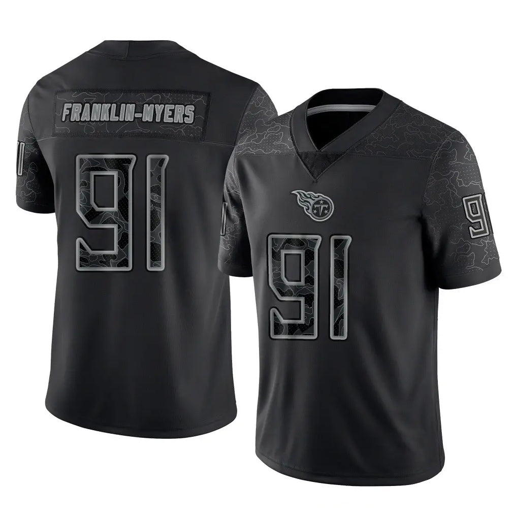 Cooneas T.Titans #91 John Franklin-Myers Player Black Limited Reflective Home Game Stitched Jerseys