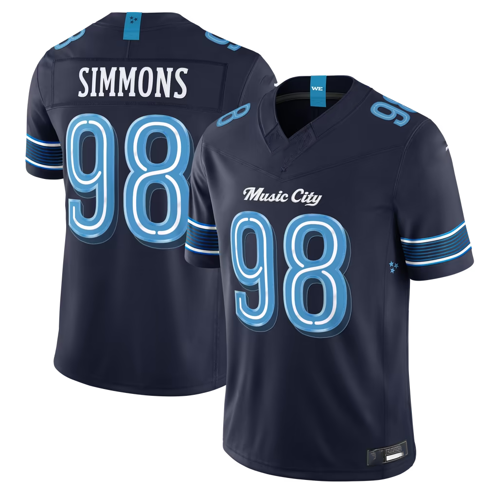 Cooneas T.Titans #98 Jeffery Simmons Navy 2026 Rivalries Collection Limited Stitched Jerseys