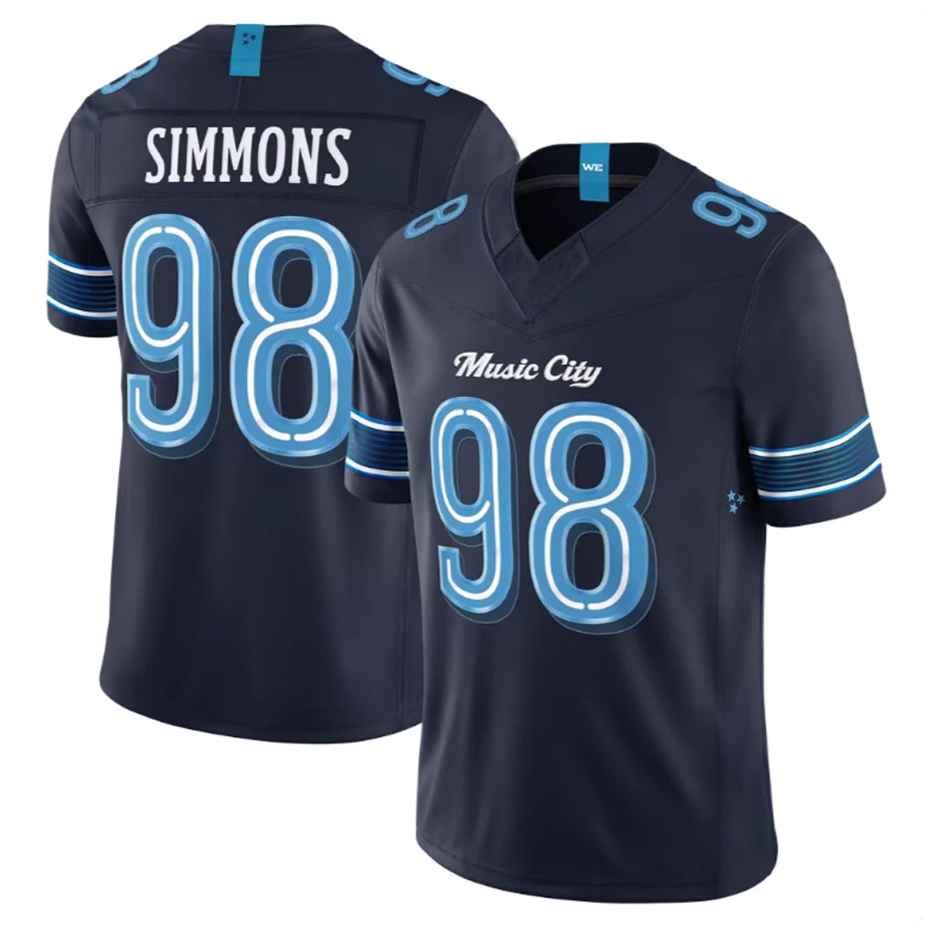 Cooneas T.Titans #98 Jeffery Simmons Player Navy 2026 Rivalries Collection Limited Home Game Stitched Jerseys