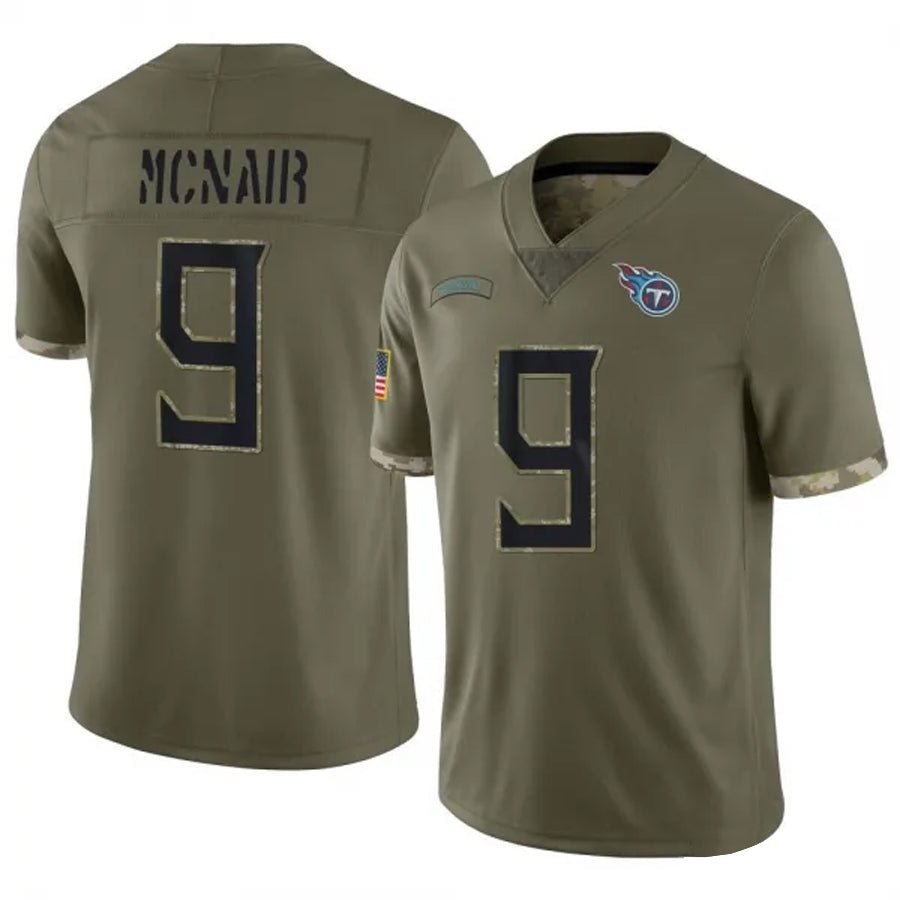 Cooneas T.Titans #9 Steve McNair Player Olive Salute To Service Limited Stitched Jerseys