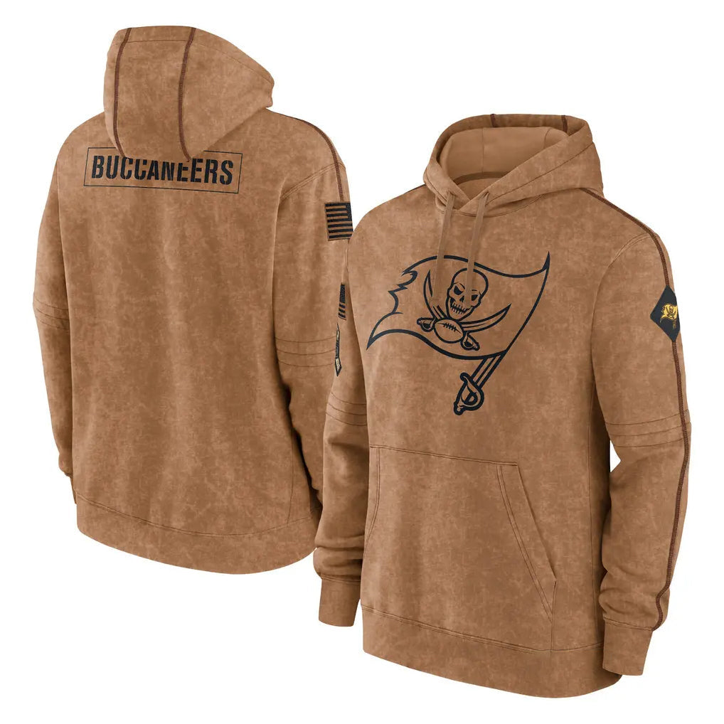 Cooneas TB.Buccaneers Blank Player Brown Limited Salute to Service Pullover Hoodies Game Stitched Jerseys