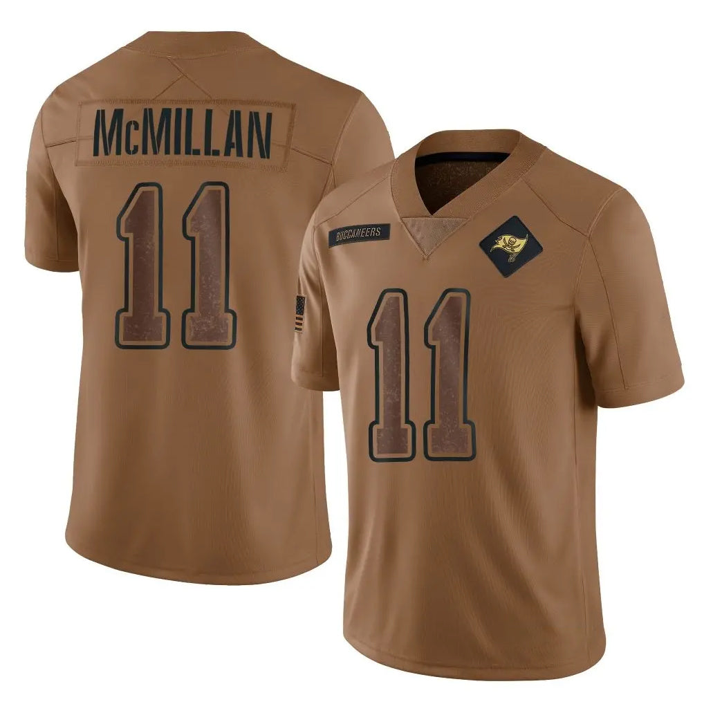 Cooneas TB.Buccaneers #11 Jalen McMillan Player Brown Limited Salute To Service Home Game Stitched Jerseys