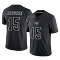 Cooneas TB.Buccaneers #15 Tez Johnson Player Black Reflective Limited Home Game Stitched Jerseys