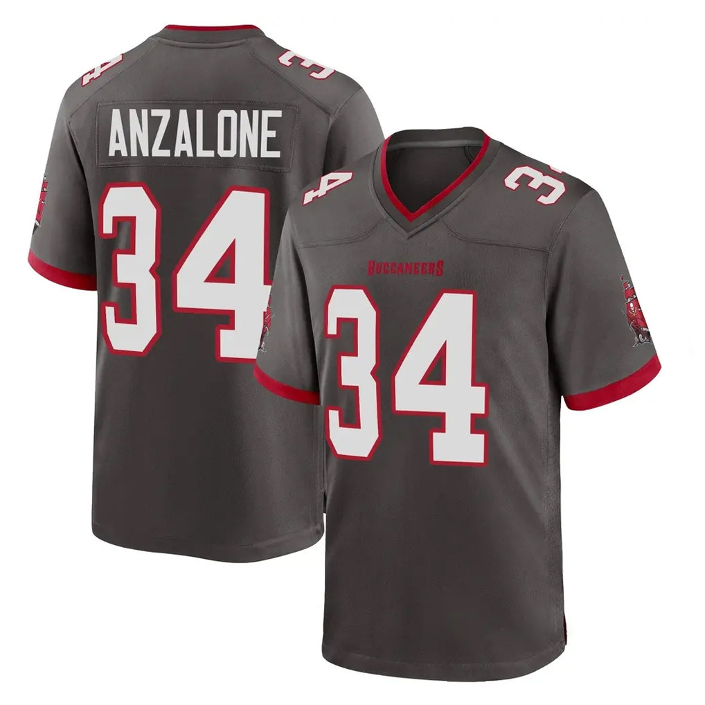 Cooneas TB.Buccaneers #34 Alex Anzalone Player Pewter Alternate Home Game Stitched Jerseys