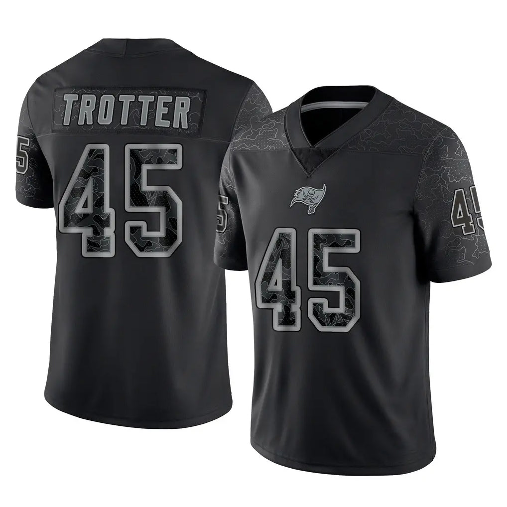 Cooneas TB.Buccaneers #45 Josiah Trotter Player Black Reflective Limited Home Game Stitched Jerseys