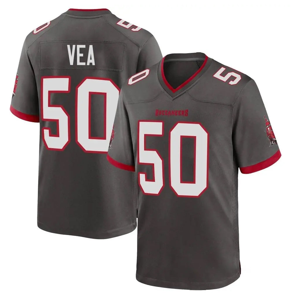 Cooneas TB.Buccaneers #50 Vita Vea Player Pewter Alternate Home Game Stitched Jerseys