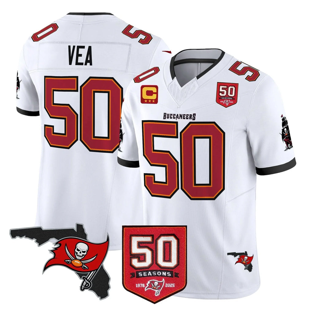Cooneas TB.Buccaneers #50 Vita Vea Player White Limited 2026 Season Vapor F.U.S.E. Home Game Stitched Jerseys