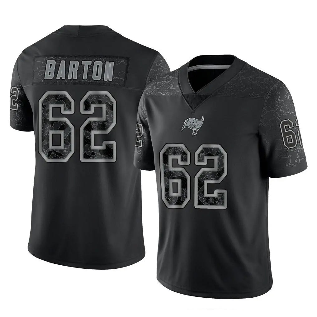 Cooneas TB.Buccaneers #62 Graham Barton Player Black Reflective Limited Home Game Stitched Jerseys