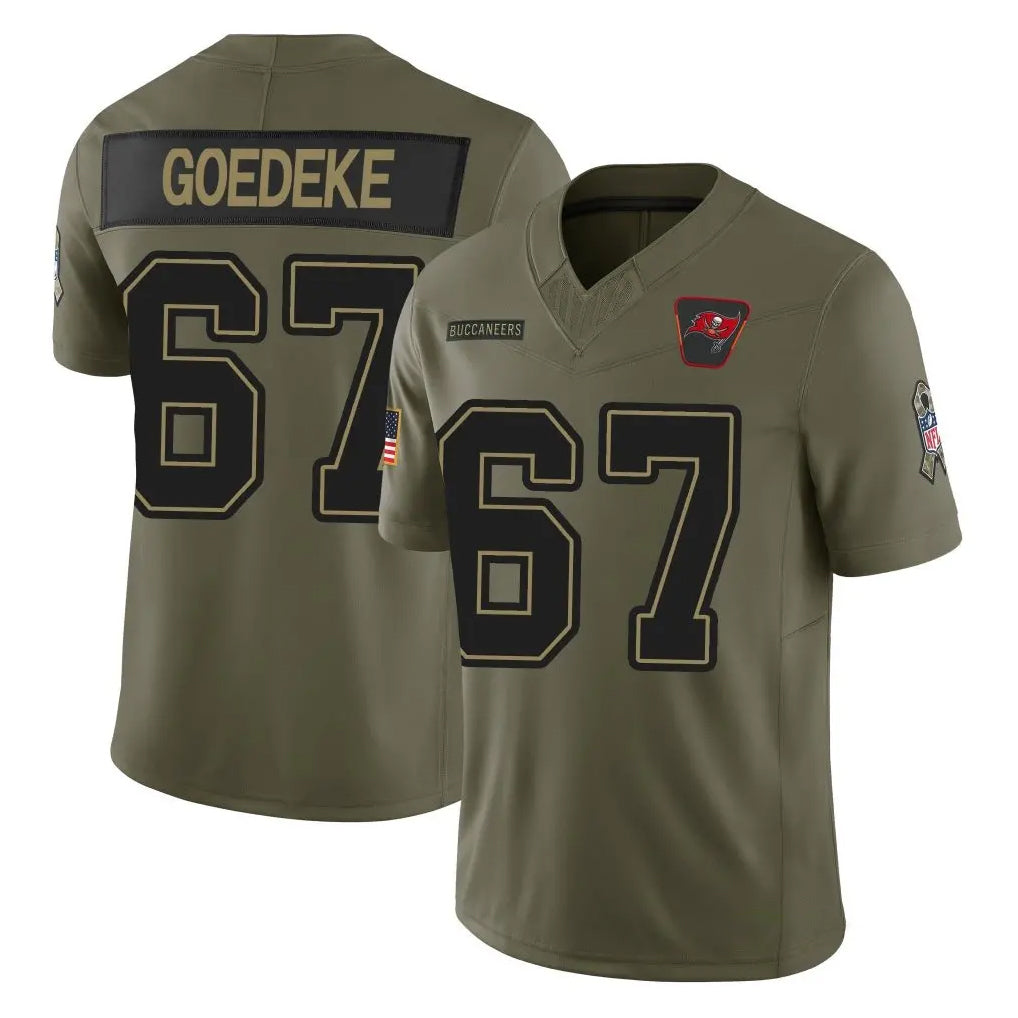 Cooneas TB.Buccaneers #67 Luke Goedeke Player Olive 2025 Salute To Service Limited Home Game Stitched Jerseys