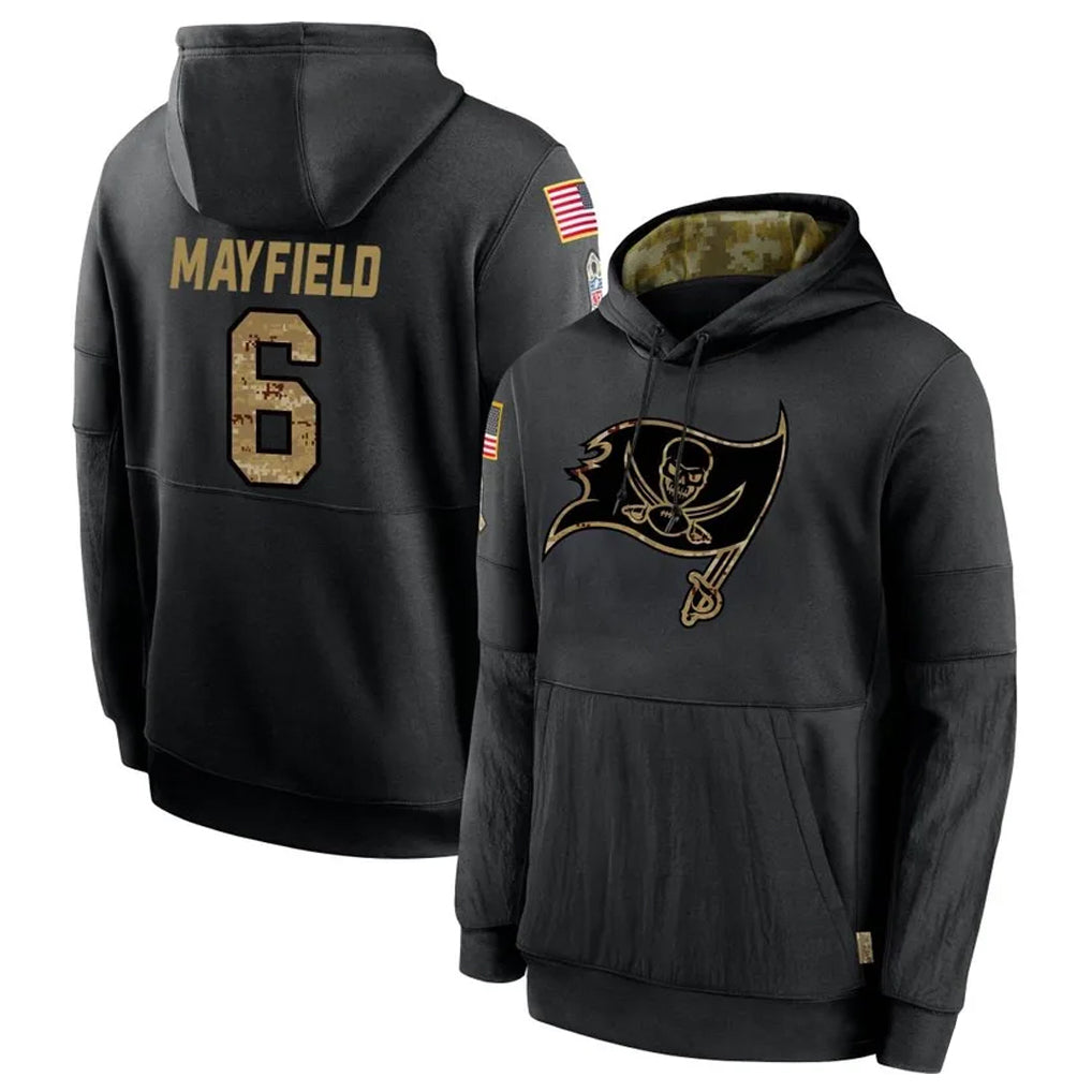 Cooneas TB.Buccaneers #6 Baker Mayfield Player Black Salute to Service Hoodies Stitched Jerseys