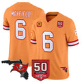 Cooneas TB.Buccaneers #6 Baker Mayfield Player Orange 50th Season Vapor Limited Home Game Stitched Jerseys