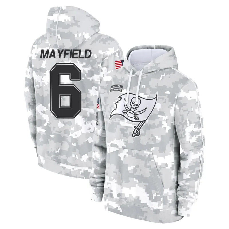 Cooneas TB.Buccaneers #6 Baker Mayfield Player Salute to Service Hoodies & T-Shirts Stitched Jerseys