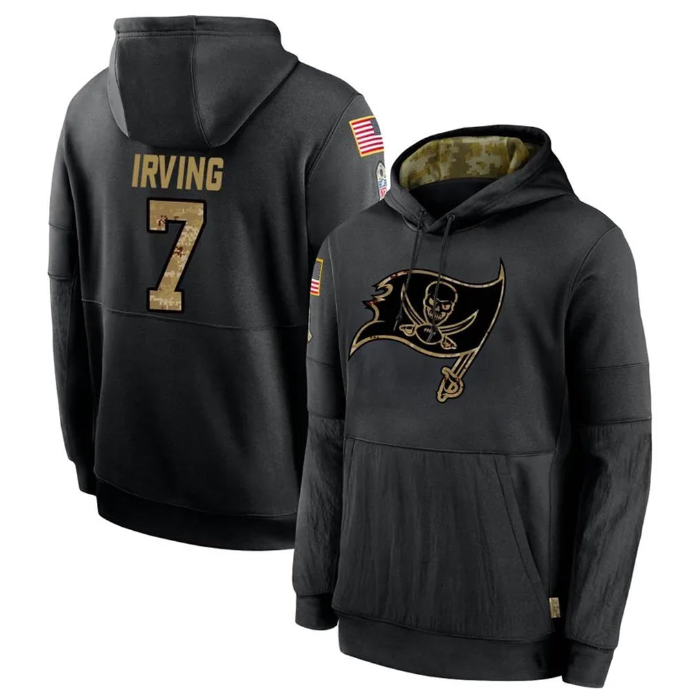 Cooneas TB.Buccaneers #7 Bucky Irving Player Black Salute to Service Hoodies Stitched Jerseys
