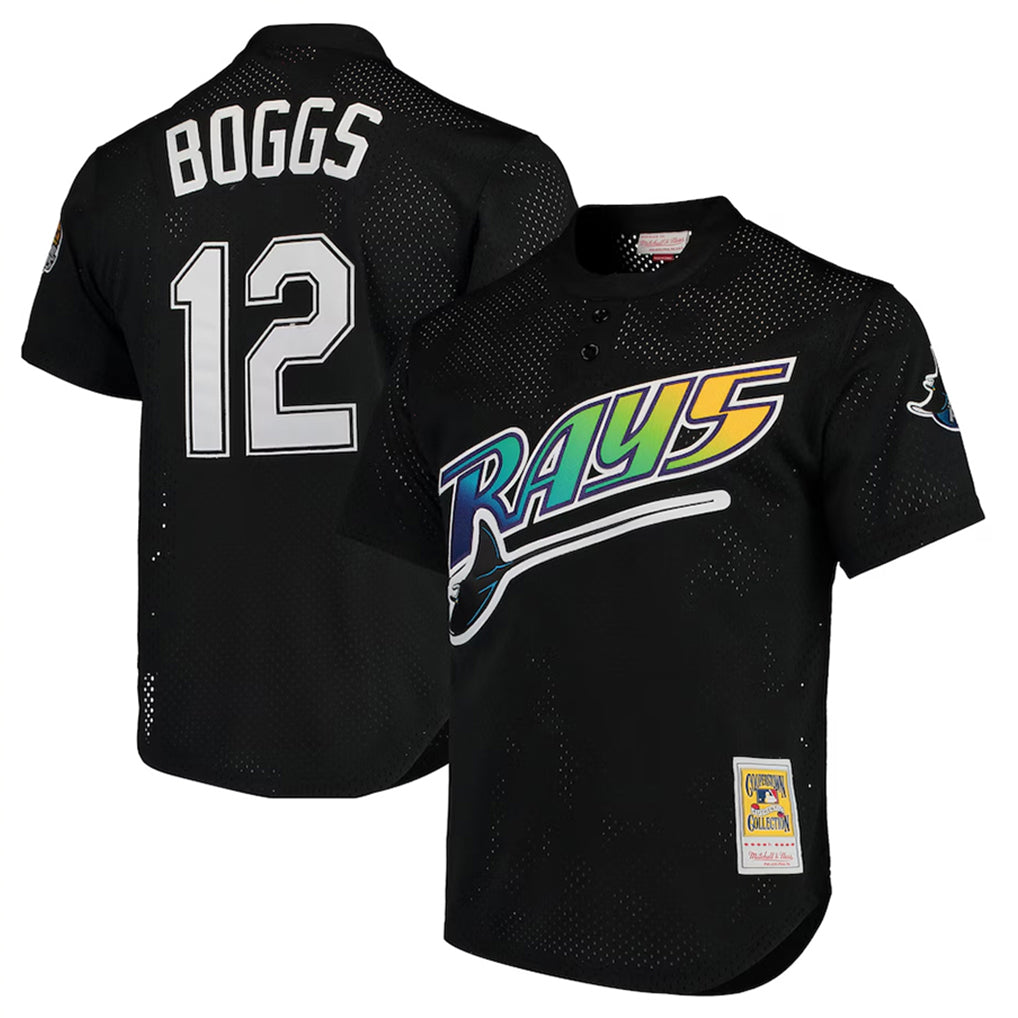 Cooneas TB.Rays #12 Wade Boggs Player Black Mitchell & Ness Cooperstown Replica Stitched Jerseys
