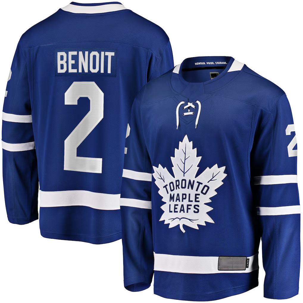 Cooneas T.Maple Leafs #2 Simon Benoit Blue Home Premier Breakaway Player Jerseys