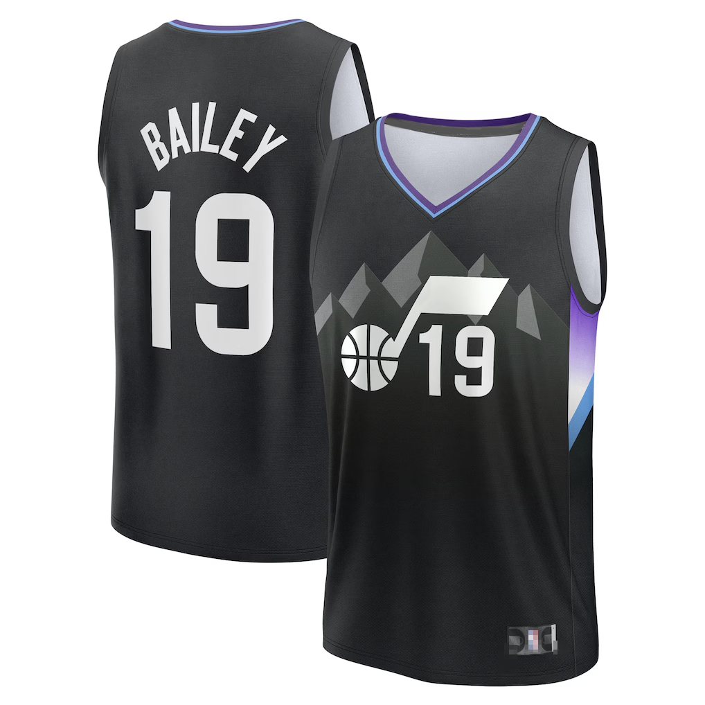 Cooneas U.Jazz #19 Ace Bailey Fanatics Black 2025 Draft First Round Pick Fast Break Replica Jerseys - Statement Edition