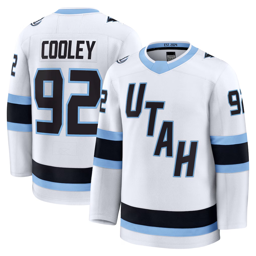 Cooneas U.Mammoth #92 Logan Cooley White Away Premium Player Jerseys