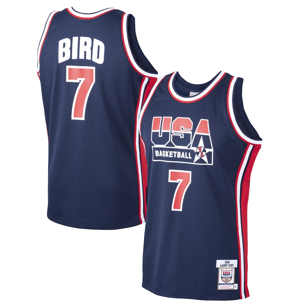 Cooneas USA Basketball #7 Larry Bird Mitchell & Ness Navy 1992 Dream Team Authentic Jerseys
