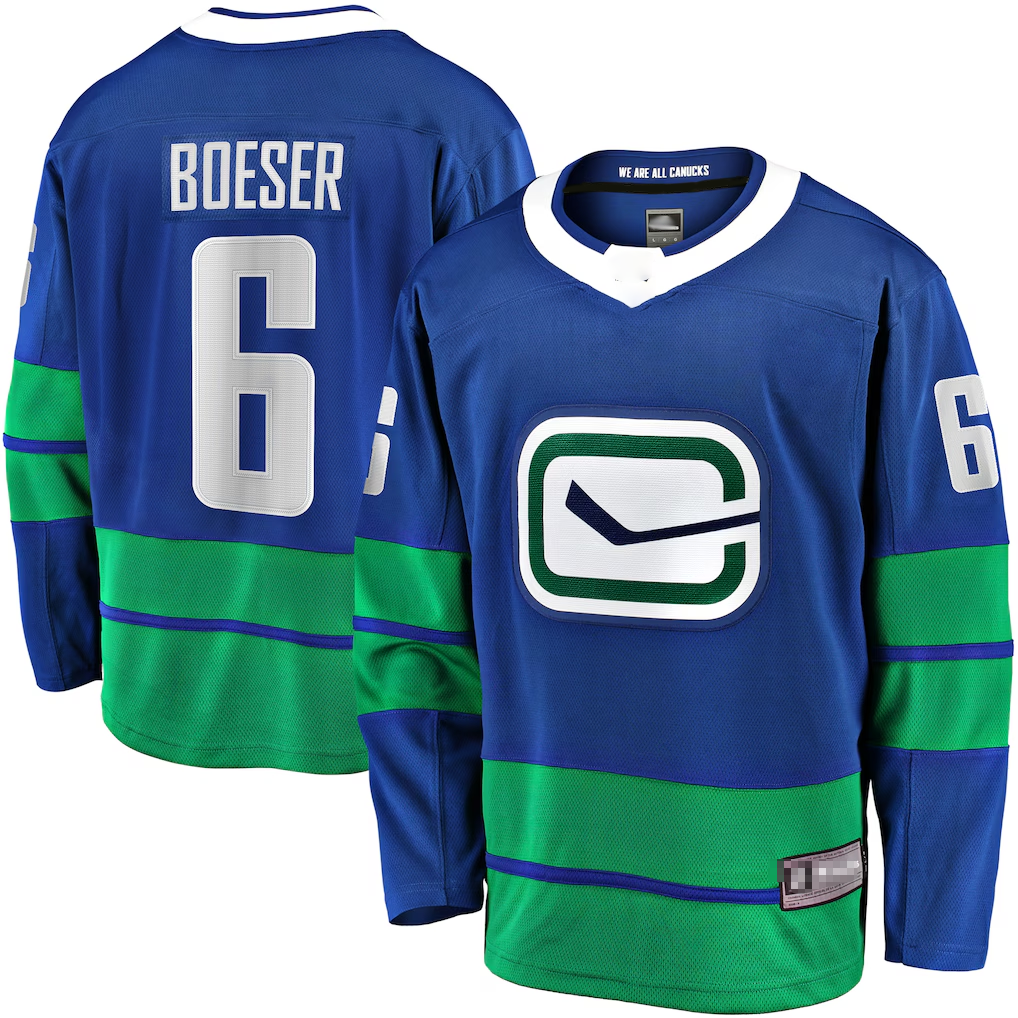 Cooneas V.Canucks #6 Brock Boeser Blue Breakaway Jerseys