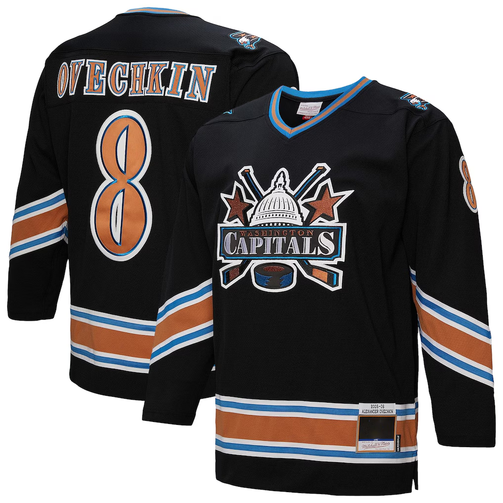 Cooneas W.Capitals #8 Alexander Ovechkin Mitchell & Ness Black 2005-06 Power Play Jerseys