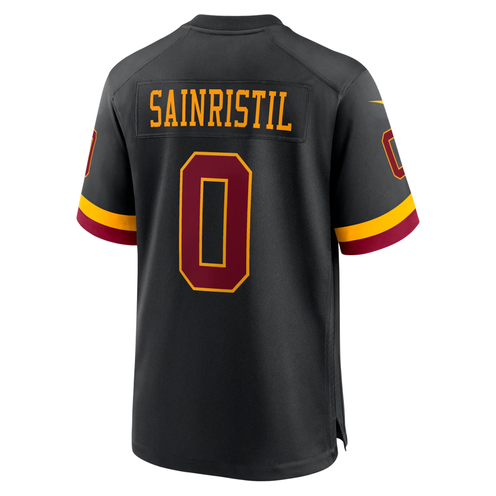 Cooneas W.Commanders #0 Mike Sainristil Black Hail Raiser Alternate Game Stitched Jersey
