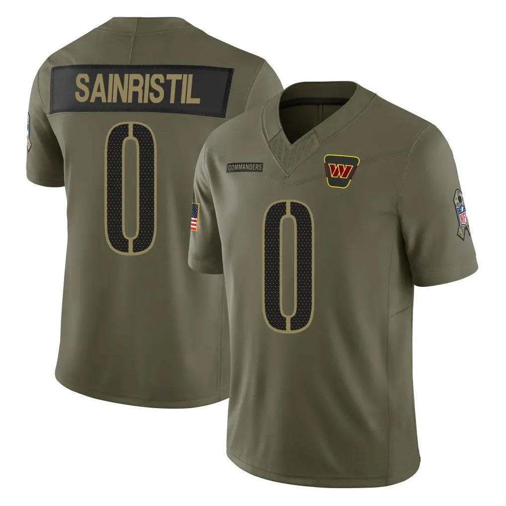 Cooneas W.Commanders #0 Mike Sainristil Player Olive Salute To Service Limited Stitched Jerseys