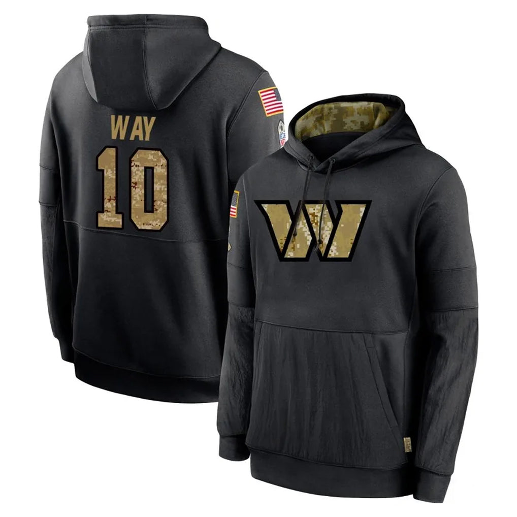 Cooneas W.Commanders #10 Tress Way Player Black Salute to Service Performance Pullover Hoodies Home Game Stitched Jerseys