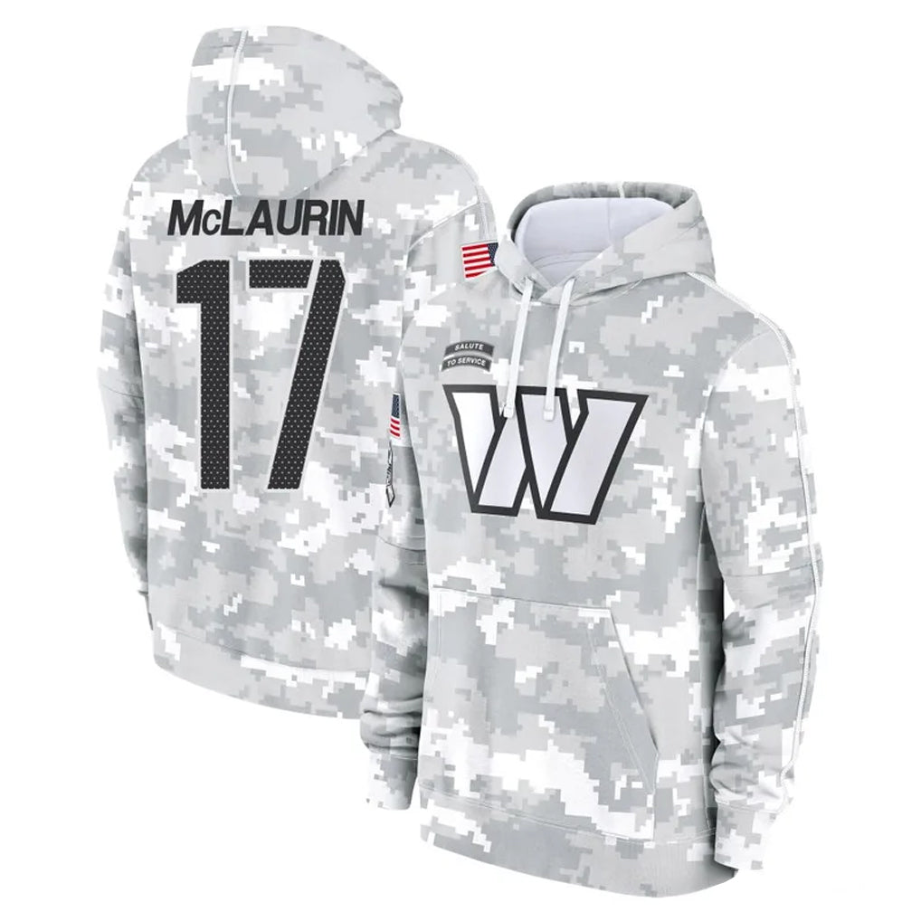 Cooneas W.Commanders #17 Terry Mclaurin Player Arctic Camo Limited Salute to Service Pullover Hoodies Game Stitched Jerseys