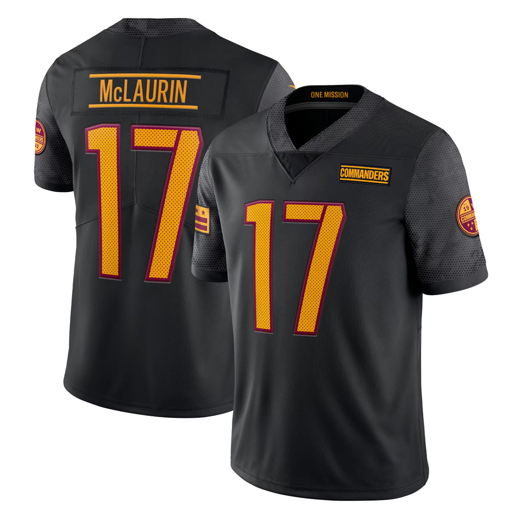 Cooneas W.Commanders #17 Terry Mclaurin Player Black Vapor Untouchable Home Game Stitched Jerseys