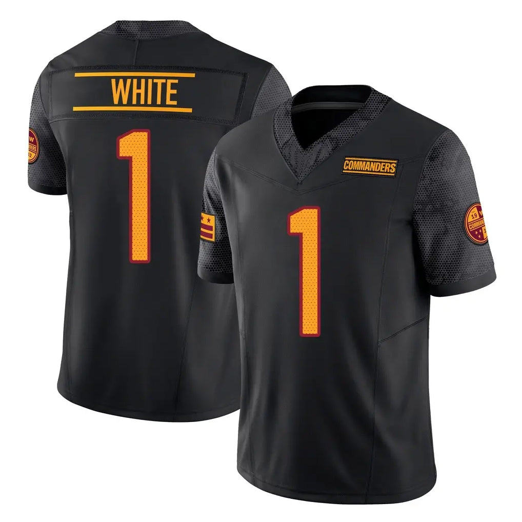Cooneas W.Commanders #1 Rachaad White Player Black Limited Vapor F.U.S.E. Home Game Stitched Jerseys