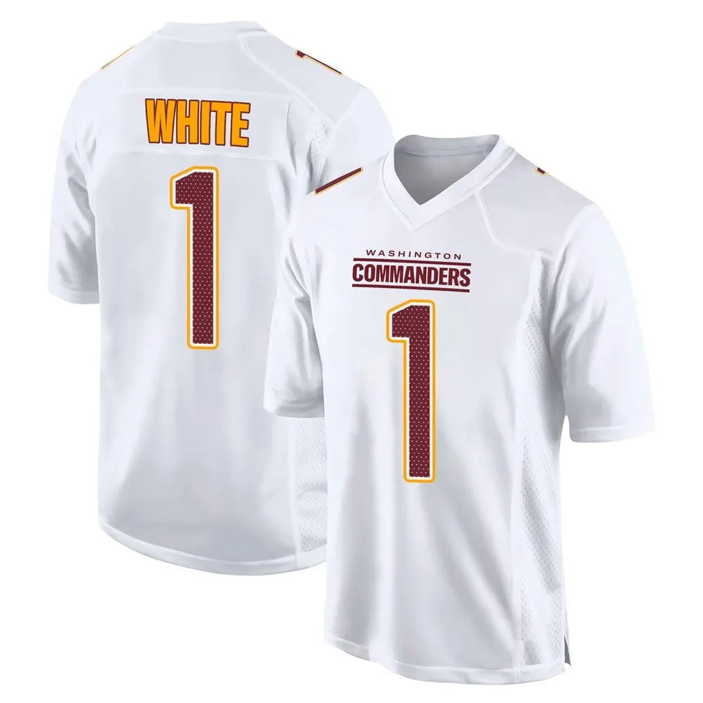 Cooneas W.Commanders #1 Rachaad White Player White Tundra Fashion Home Game Stitched Jerseys