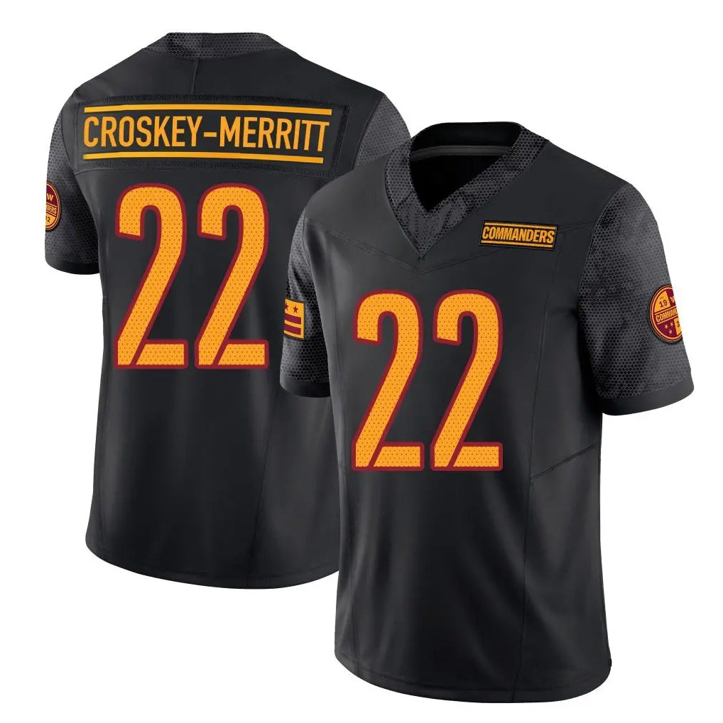 Cooneas W.Commanders #22 Jacory Croskey-Merritt Player Black Vapor F.U.S.E. Limited Stitched Jerseys