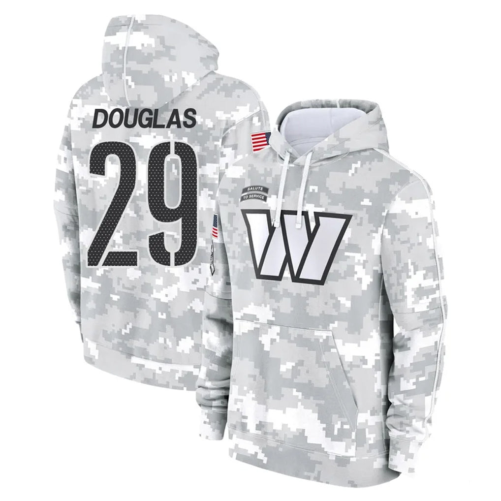 Cooneas W.Commanders #29 Rasul Douglas Player Arctic Camo Limited Salute to Service Pullover Hoodies Game Stitched Jerseys