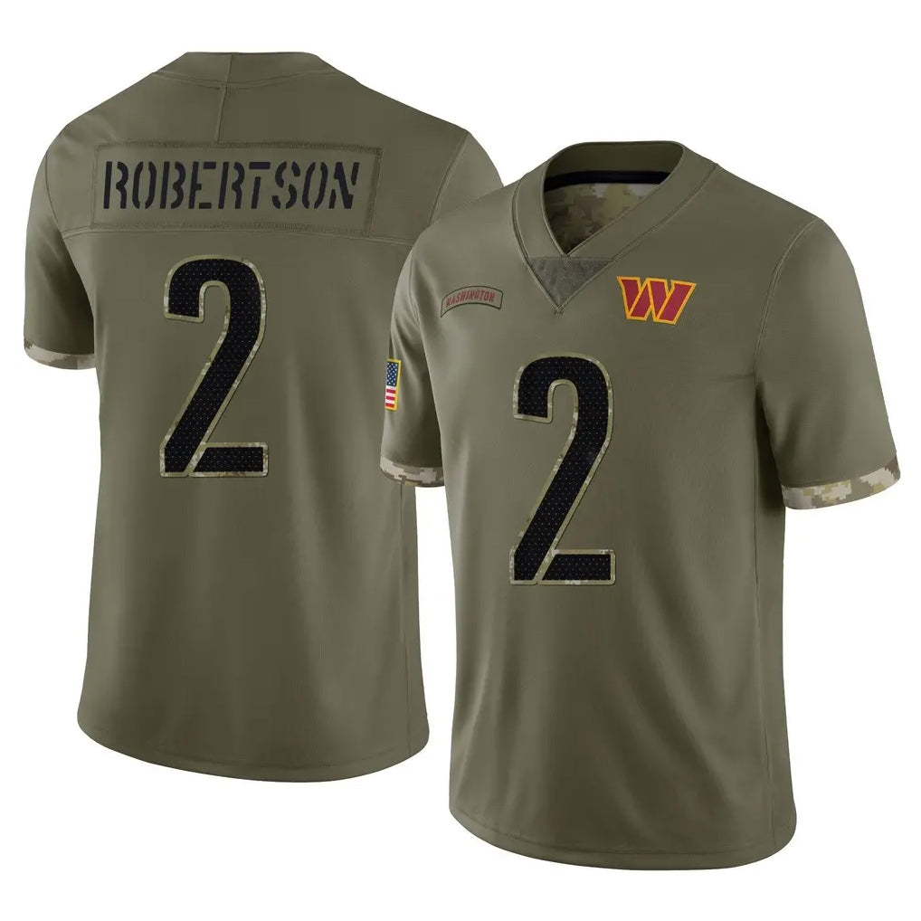 Cooneas W.Commanders #2 Amik Robertson Player Olive Salute To Service Limited Home Game Stitched Jerseys