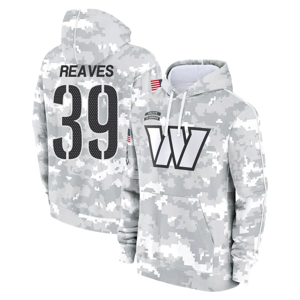 Cooneas W.Commanders #39 Jeremy Reaves Player Arctic Camo Limited Salute to Service Pullover Hoodies Game Stitched Jerseys