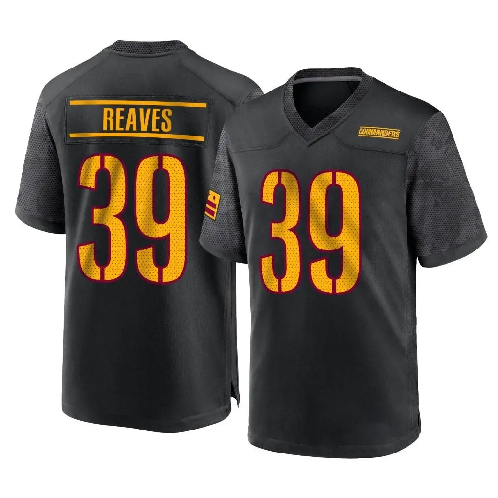 Cooneas W.Commanders #39 Jeremy Reaves Player Black Home Game Stitched Jerseys