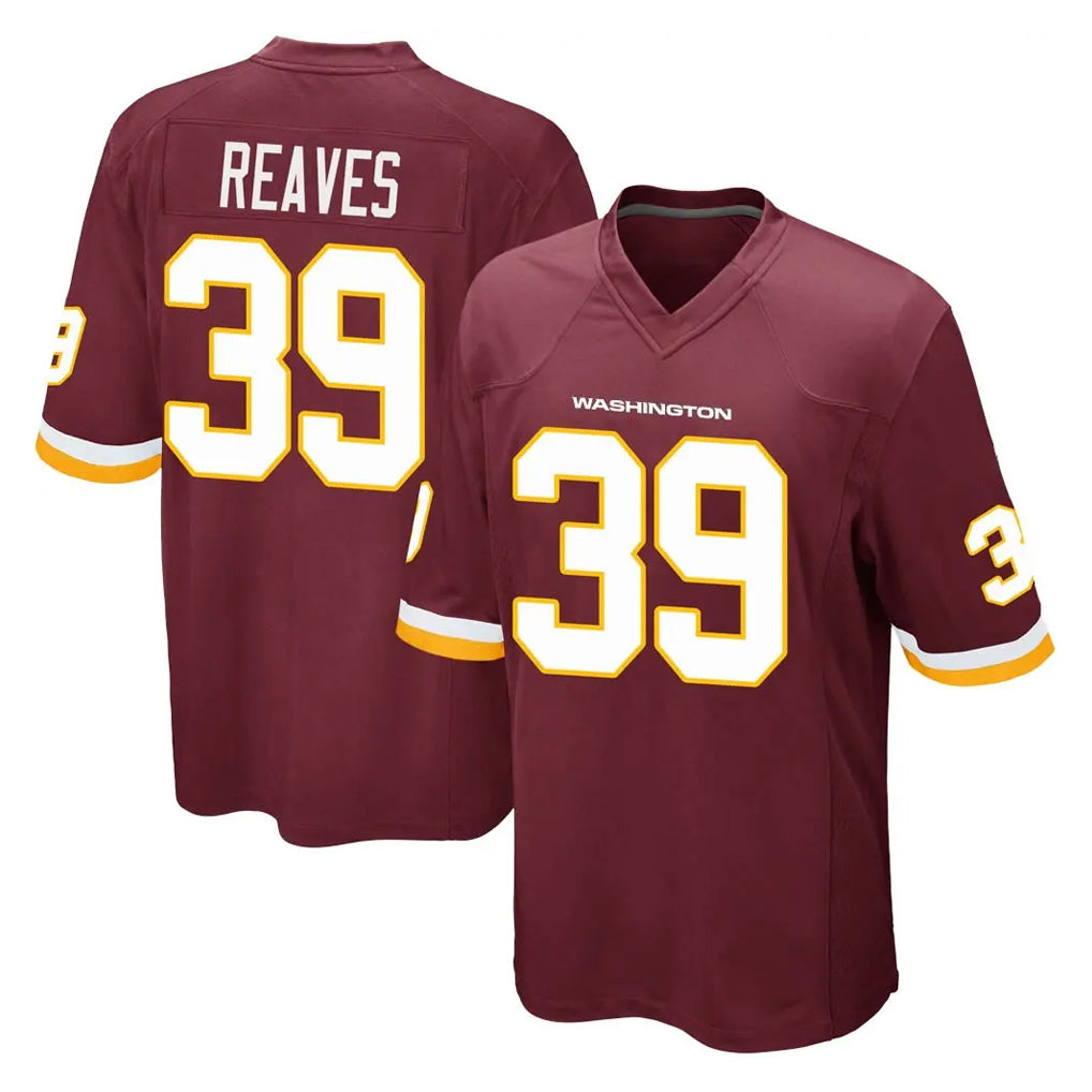 Cooneas W.Commanders #39 Jeremy Reaves Player Burgundy Team Color Home Game Stitched Jerseys